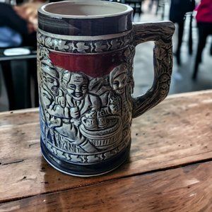 Ceramic Black and Gray Stein "Three Men at the Pub"